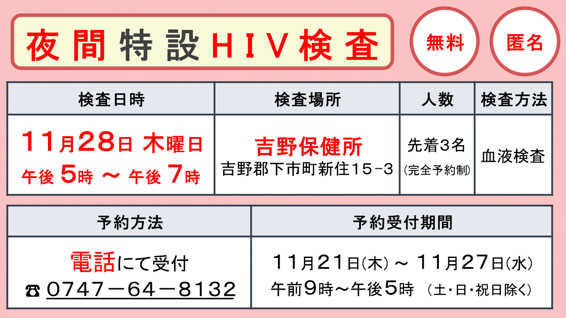 令和6年夜間エイズ検査