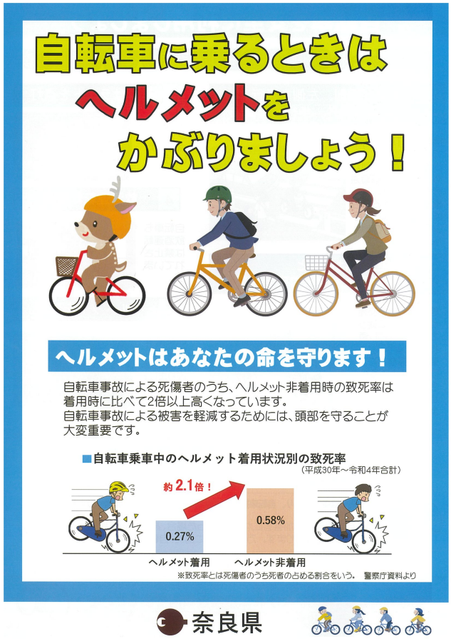 自転車に乗るときはヘルメットをかぶりましょう！パンフレット表