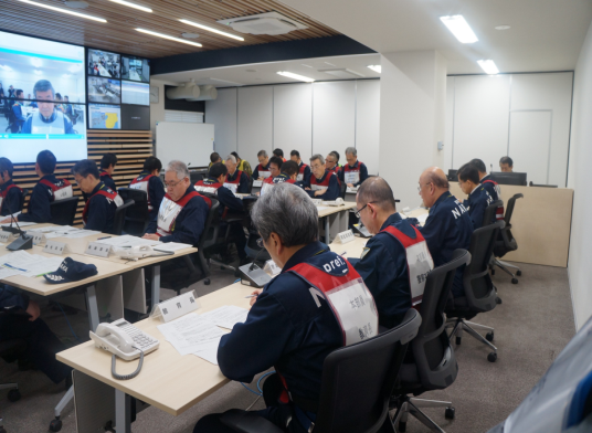 平成29年度奈良県国民保護共同図上訓練　奈良県緊急対処事態対策本部会議訓練の様子