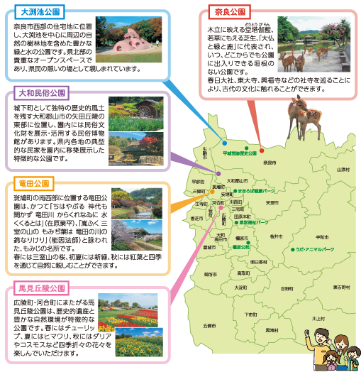 奈良県の公園マップ