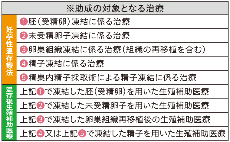 助成の対象となる治療