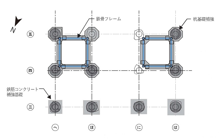 耐震補強概要図（初重　補強配置図）