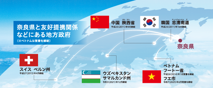 奈良県と友好提携関係などにある地方政府
