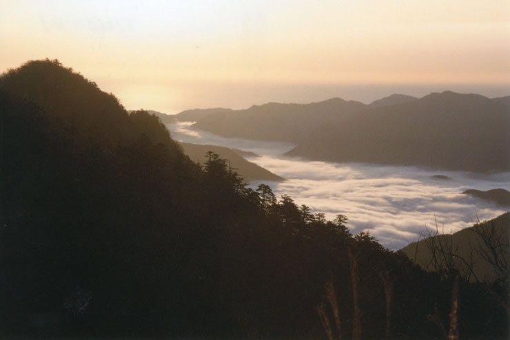熊野灘、果無山脈が眺望できる玉置山展望台
